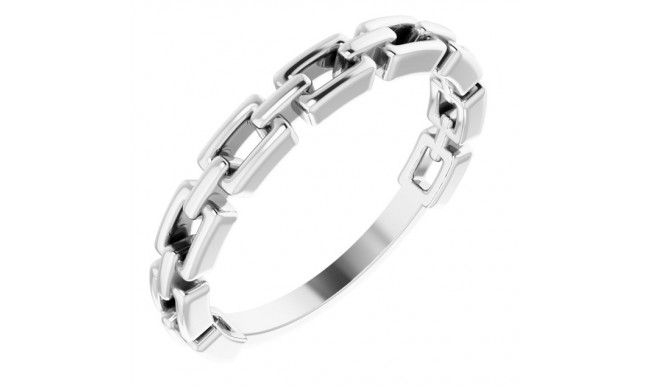 14K White Chain Link Ring