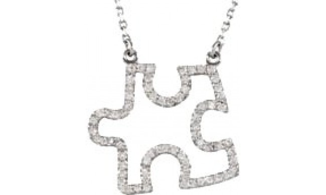 14K White 1/4 CTW Diamond Puzzle Piece 16.25 Necklace