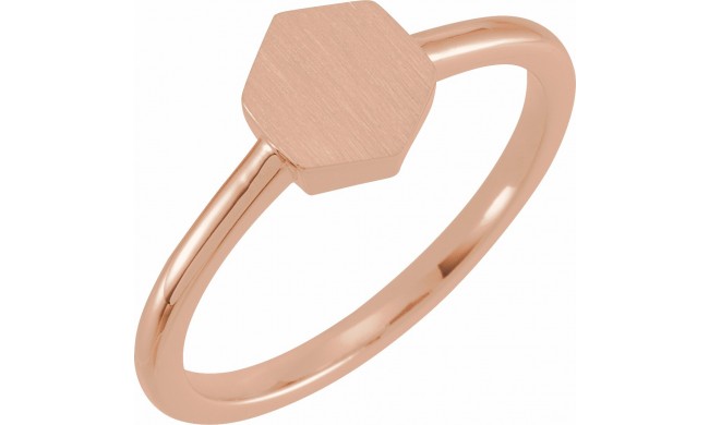 14K Rose  9.5x8 mm Geometric Signet Ring