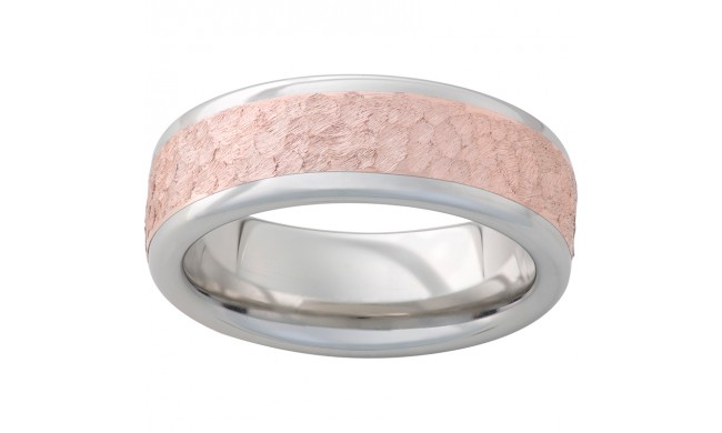 Serinium Band with 14K Rose Gold Inlay with Hammered Finish