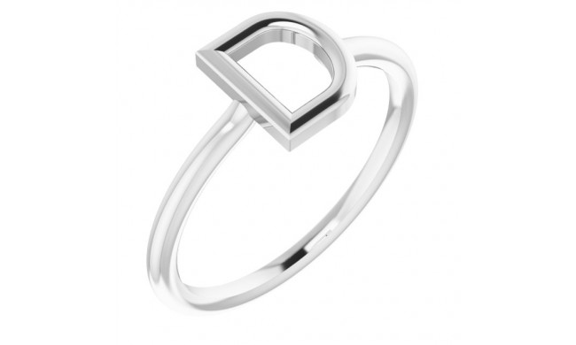 14K White Initial D Ring