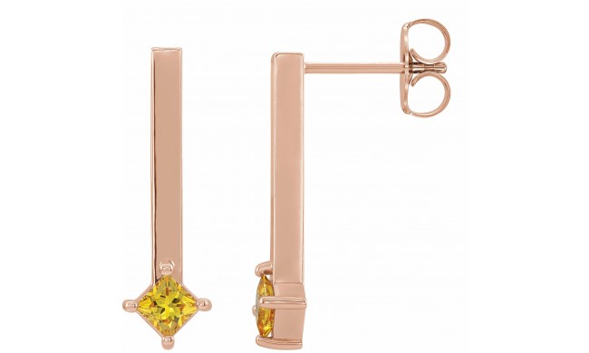 14K Rose Yellow Sapphire Bar Drop Earrings