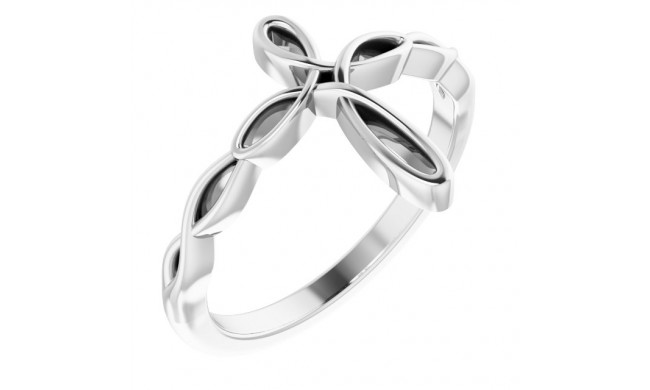 14K White Cross Ring