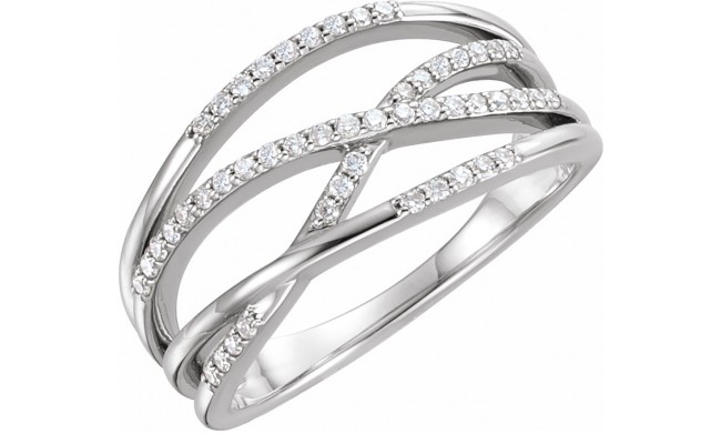 14K White 1/5 CTW Diamond Criss-Cross Ring