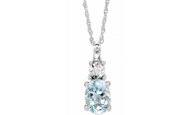 14K White Aquamarine & .02 CTW Diamond 18 Necklace