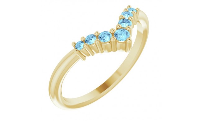 14K Yellow Aquamarine Graduated V Ring