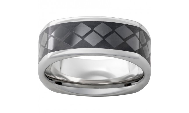 Serinium Square Band with Diamond Pattern Black CeramicInlay