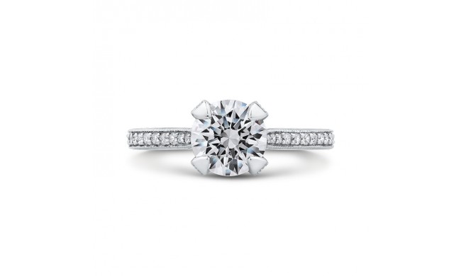 Shah Luxury 14K White Gold Round Diamond Classic Engagement Ring (Semi-Mount)