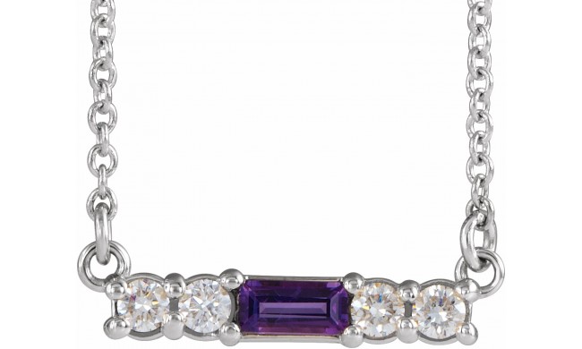 14K White Amethyst & 1/5 CTW Diamond 18 Necklace