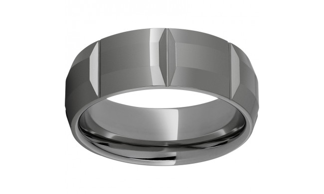 Rugged Tungsten  8mm Domed Bevel Faceted Polished Band