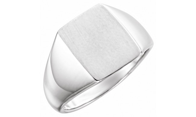 14K White 15x12 mm Rectangle Signet Ring