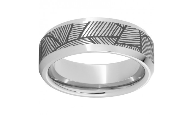 Serinium Beveled Edge Band with a Quill Laser Engraving