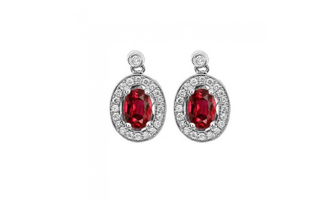 Gems One 14Kt White Gold Diamond (1/4Ctw) & Ruby (1 Ctw) Earring