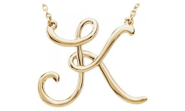 14K Yellow Script Initial K 16 Necklace