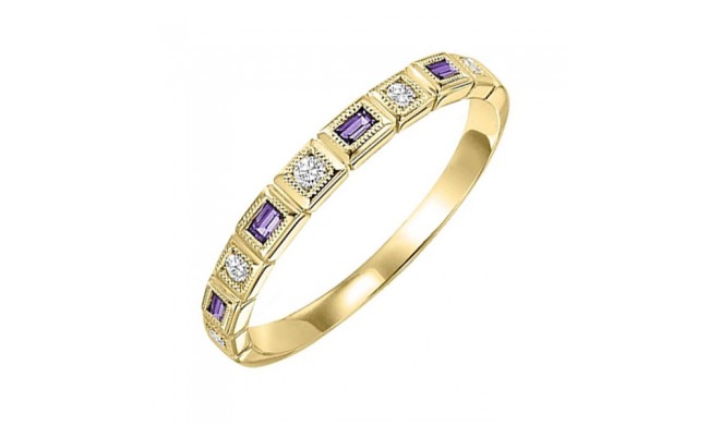 Gems One 14Kt Yellow Gold Diamond (1/12Ctw) & Amethyst (1/8 Ctw) Ring