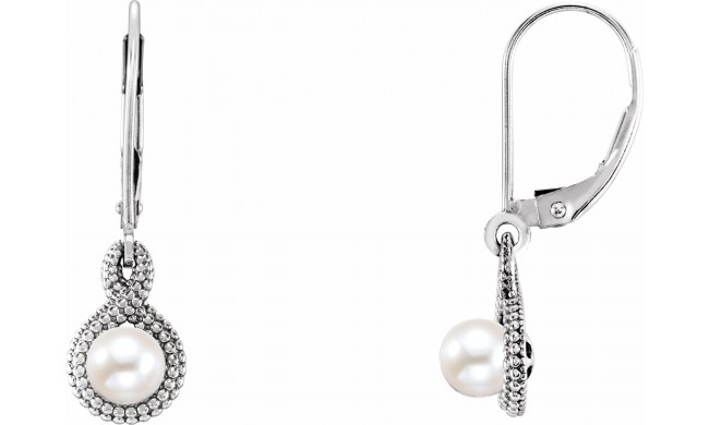 14K White Freshwater Cultured Pearl Beaded Earrings