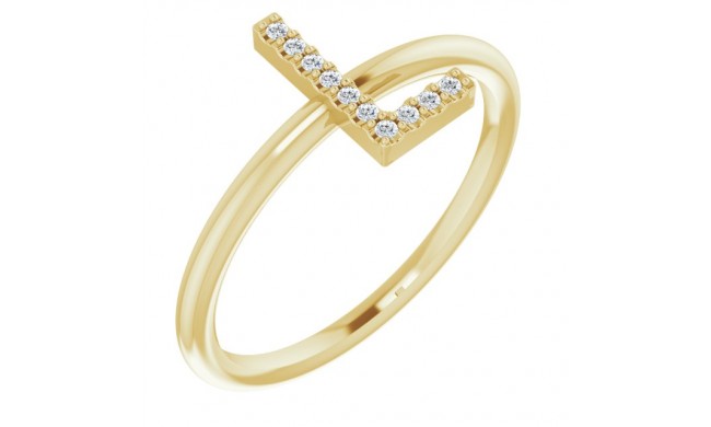 14K Yellow .05 CTW Diamond Initial L Ring