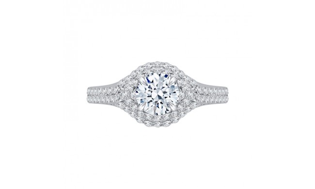 Shah Luxury 14K White Gold Round Diamond Halo Engagement Ring (Semi-Mount)