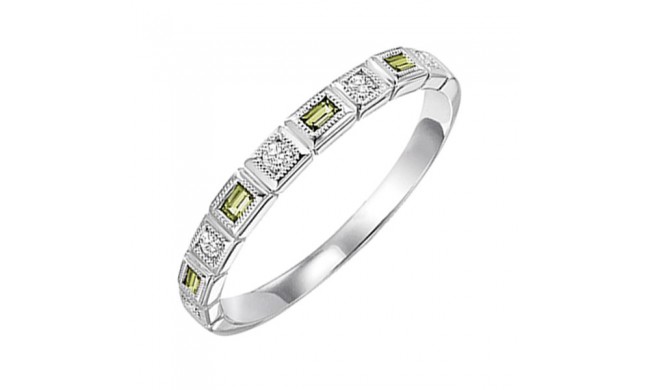 Gems One 10Kt White Gold Diamond (1/10Ctw) & Peridot (1/6 Ctw) Ring