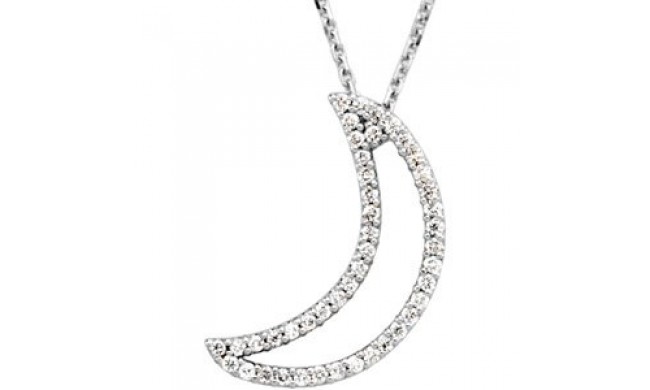 14K White 1/5 CTW Diamond Crescent Moon 16 Necklace