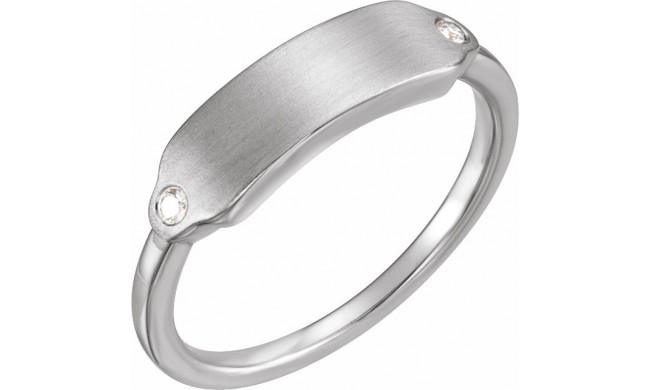 14K White .03 CTW Diamond 18x5 mm Rectangle Signet Ring