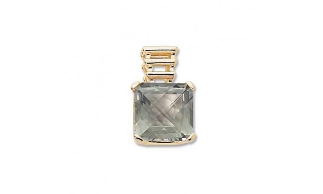 14K Yellow Gold 14X14 Square Praseolite Pendant