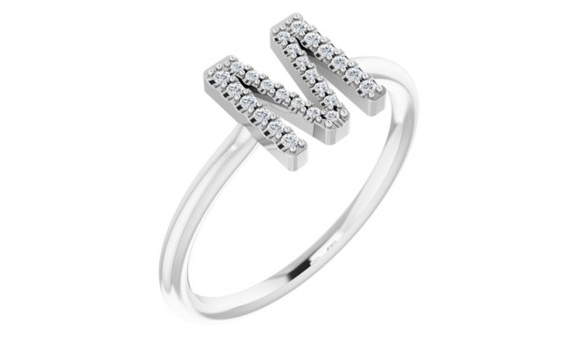 14K White .07 CTW Diamond Initial M Ring