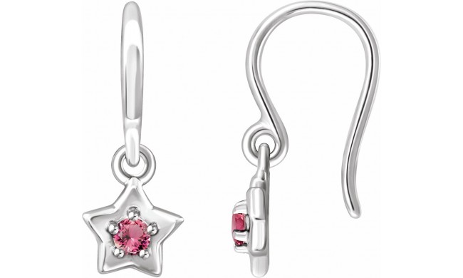 14K White 3 mm Round October Youth Star Birthstone Earrings