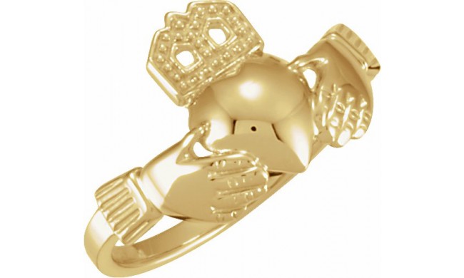 14K Yellow 12x14 mm Ladies Claddagh Ring