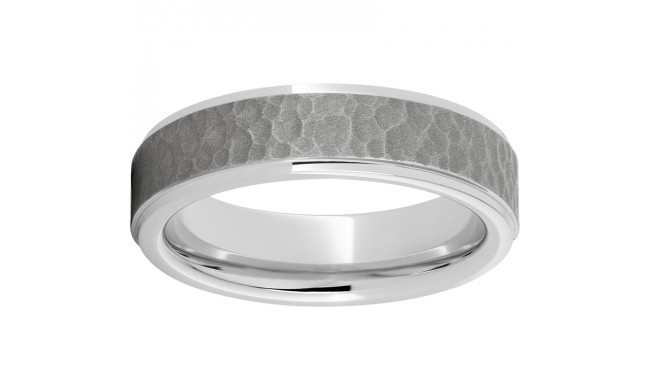 Serinium Flat Grooved Edge Band with a Sandblasted Moon Finish