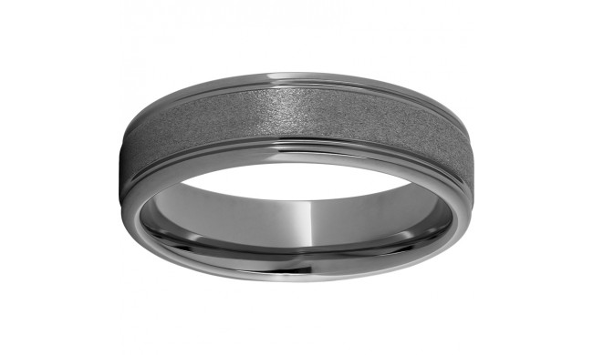 Rugged Tungsten  6mm Rounded Edge Band with Stone Finish