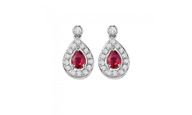 Gems One 14Kt White Gold Diamond (1/6Ctw) & Ruby (1/4 Ctw) Earring