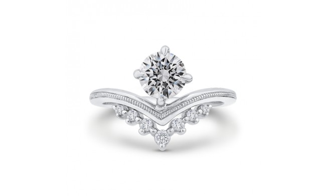 Shah Luxury 14K White Gold Round Cut Diamond Engagement Ring (Semi-Mount)