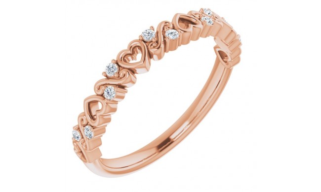 14K Rose .08 CTW Heart Diamond Anniversary Band