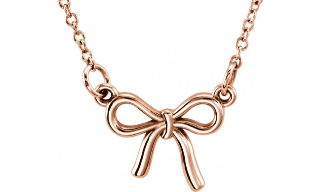 14K Rose Tiny Poshu00ae Knotted Bow 16-18 Necklace