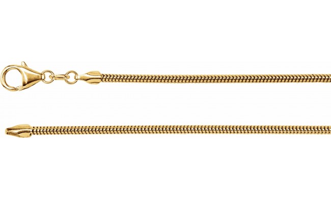 14K Yellow 2 mm Solid Round Snake 7 Chain