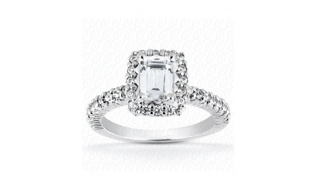 14k White Gold Diamond Semi-Mount Halo Engagement Ring