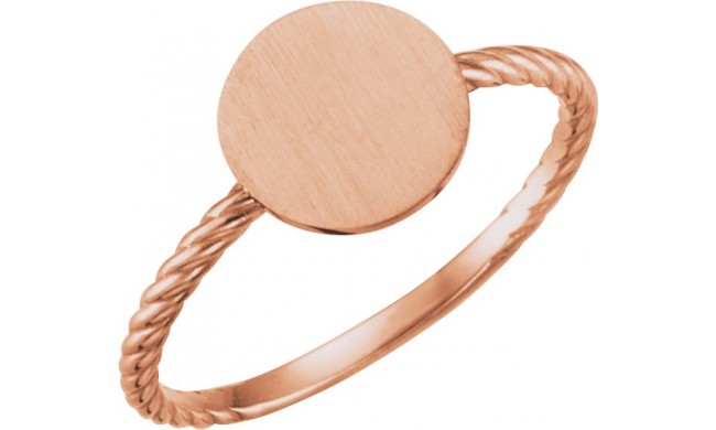 14K Rose Round Engravable Rope Ring