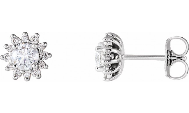 14K White 1/2 CTW Diamond Halo-Style Earrings