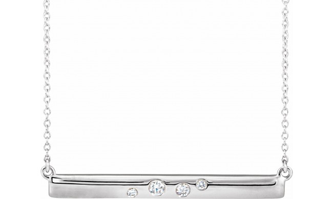 14K White 1/10 CTW Diamond Bar 16-18 Necklace