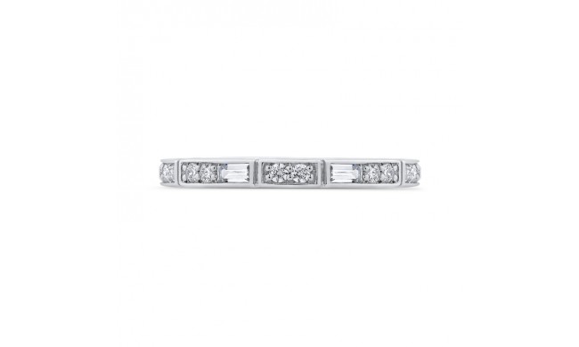 Shah Luxury Round and Baguette Diamond Wedding Band In Platinum