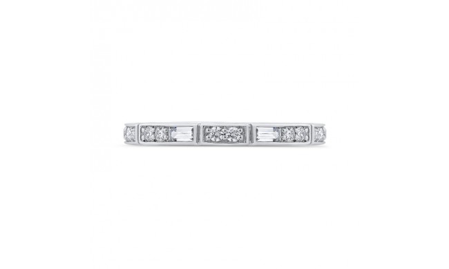 Shah Luxury Round and Baguette Diamond Wedding Band In Platinum