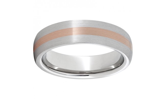 Serinium Domed Band with a 2mm 14K Rose Gold Inlay and a Satin Finish