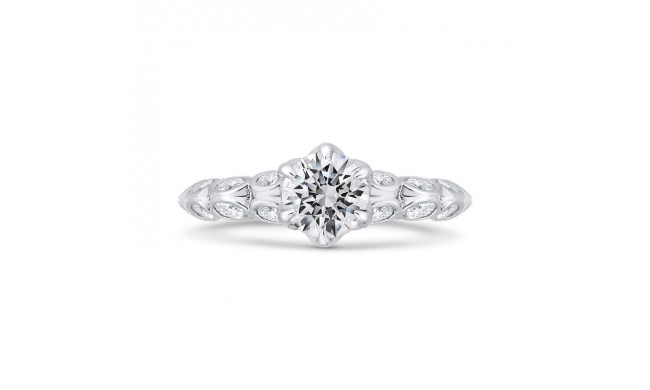 Shah Luxury 14K White Gold Bezel Set Double Row Round Diamond Engagement Ring (Semi-Mount)