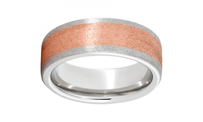 Serinium Pipe Cut Band with a 5mm 14K Rose Gold Inlay with a Stone Finish