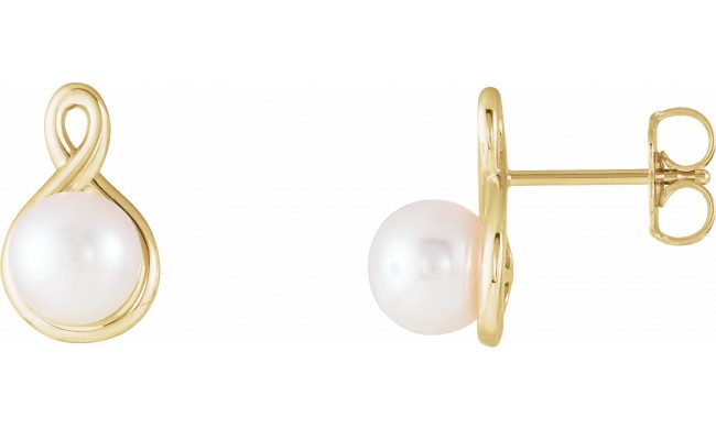 14K Yellow Pearl Earrings