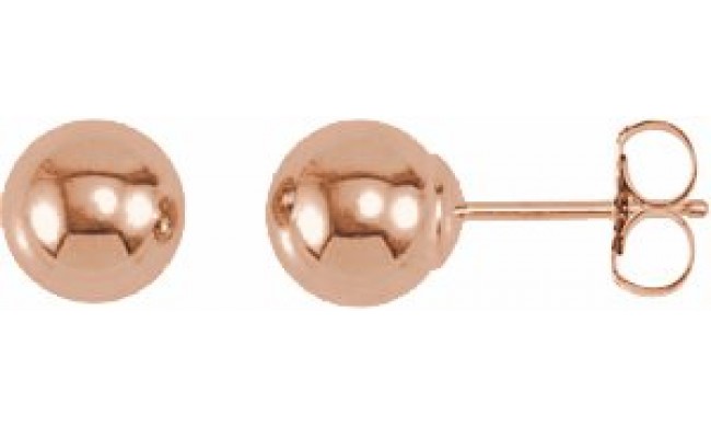 14K Rose 6 mm Ball Earrings