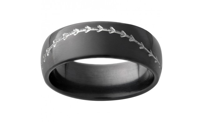 Black Zirconium Domed Band with Milled Baseball Stitch.