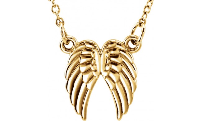 14K Yellow Tiny Poshu00ae Angel Wings 16-18 Necklace