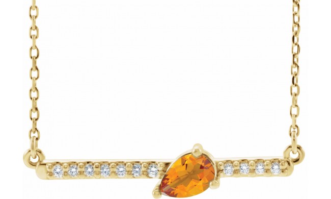 14K Yellow Citrine & 1/10 CTW Diamond 18 Necklace